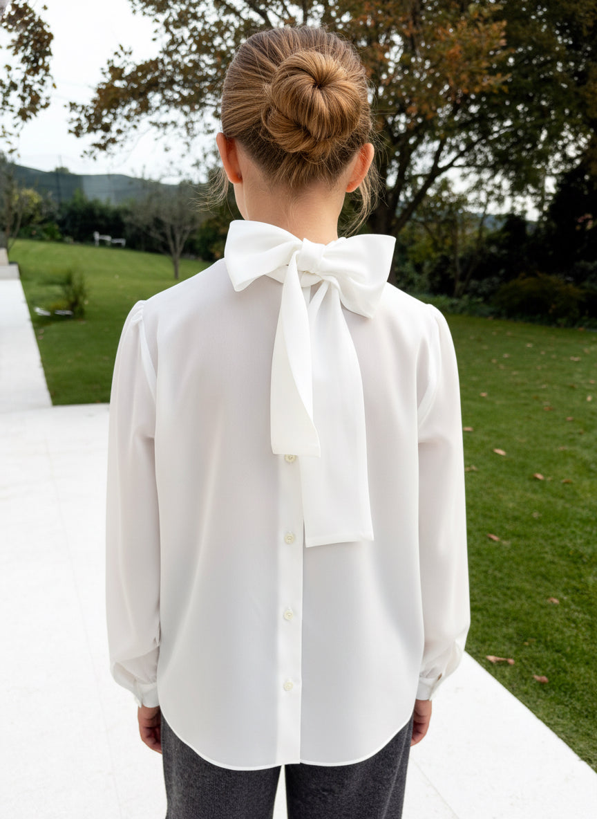 BLUSA SETA CON FIOCCO SULLA SCHIENA