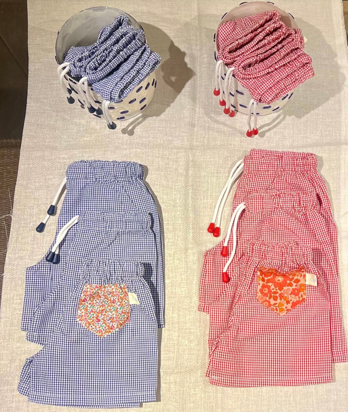 COSTUME DA BAMBINO VICHY CON TASCA IN LIBERTY
